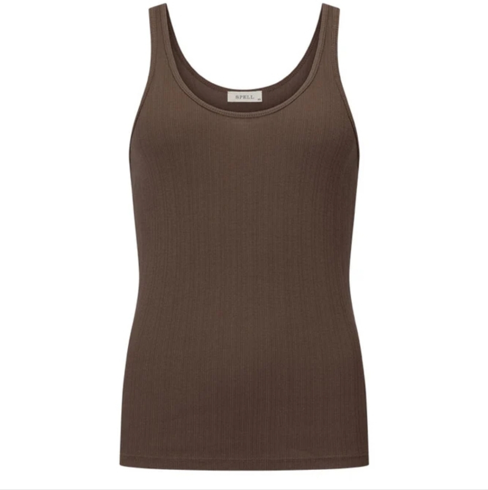 Spell Staples Ribbed Singlet Tank Size XL In Chocolate - Picture 10 of 12